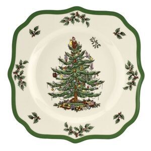 Spode -  Christmas Tree Scalloped Salad Plate - Holid Green
